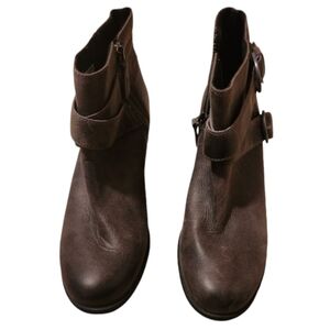 Women's Size 10 Sorel Joan Of Arctic Wedge II Gray/Brown Leather Buckle Boots